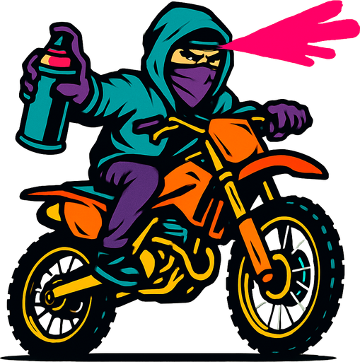 vandal riding dirt bike.
In-Game asset.  High contrast.  No shadows