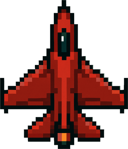 kırmızı 2d pixel simetrik uçak
In-Game asset.  2d.  High contrast.  No shadows