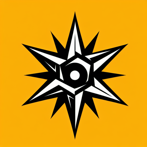 Ninja Star.
Single Game Texture. In-Game asset. 2d. Blank background. High contrast. No shadows.