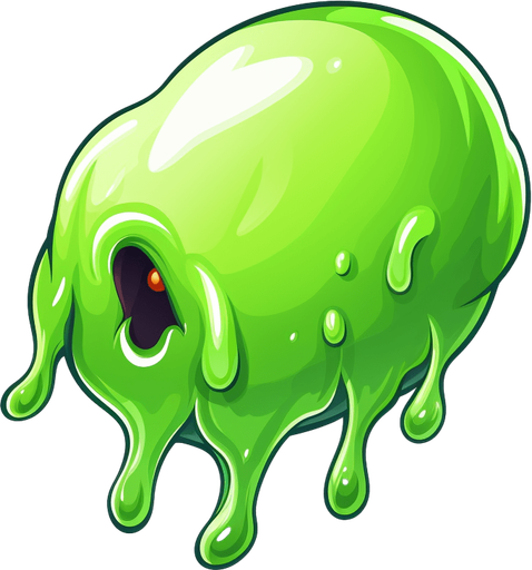 Single enemy slime bullet flying downwards.
Game Texture. In-Game asset. 2d. Pixelart. White background. Blank background. Low detail. High contrast.