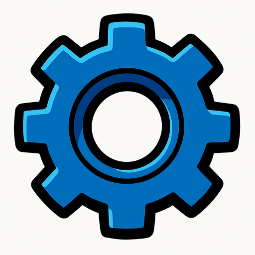 Engranaje azul.
In-Game asset.  2d.  High contrast.  No shadows