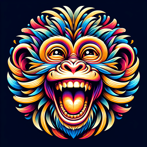 Monkey with happy face and with body.
2d and great details and color