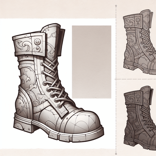 Warcraft 3 art of a boot. Side-view..
Single Game Texture. In-Game asset. 2d. Blank background. High contrast. No shadows.