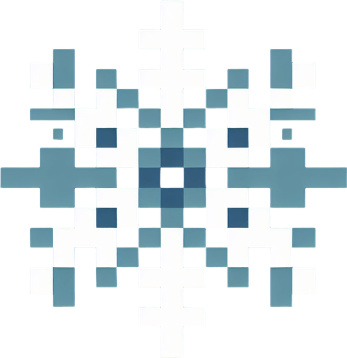 pixelated snow flake Single Game Texture. In-Game asset. 2d. Blank background. High contrast. No shadows.