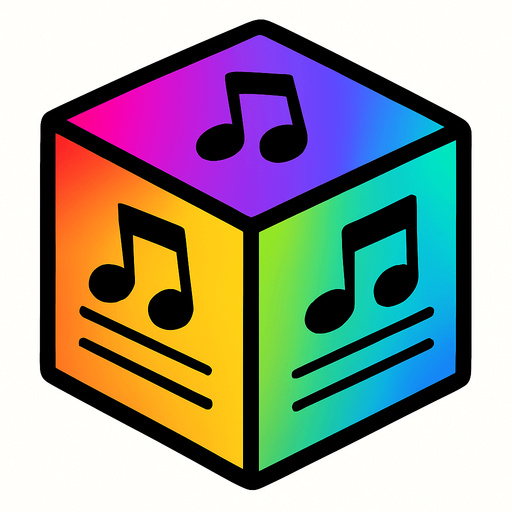 a prismatic rotating cube with notes inside.
In-Game asset.  2d.  High contrast.  No shadows