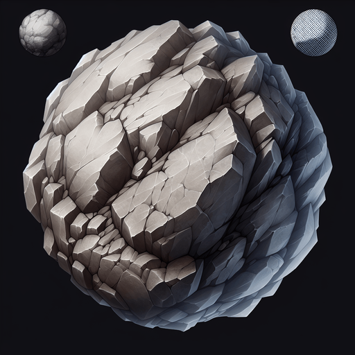 A rough edged rock. Transparent image..
Single Game Texture. In-Game asset. 2d. Blank background. High contrast. No shadows.