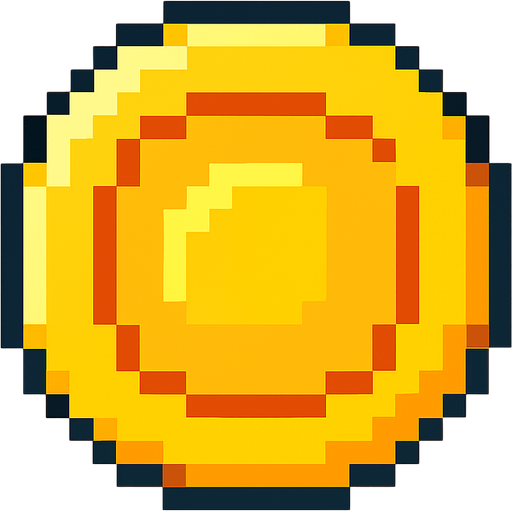 Make me a coin 2d pixel.
In-Game asset.  2d.  High contrast.  No shadows
