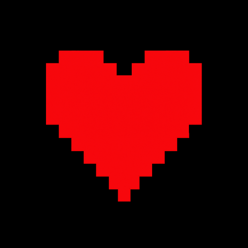 un corazon pixeleado al estilo de DELTARUNE u Undertale.
In-Game asset.  2d.  High contrast.  No shadows