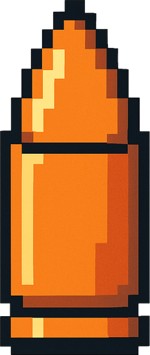 2d pixel art style orange bullet.
In-Game asset.  2d.  High contrast.  No shadows