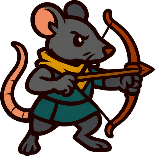 Rat with a arco.
In-Game asset.  2d.  High contrast.  No shadows