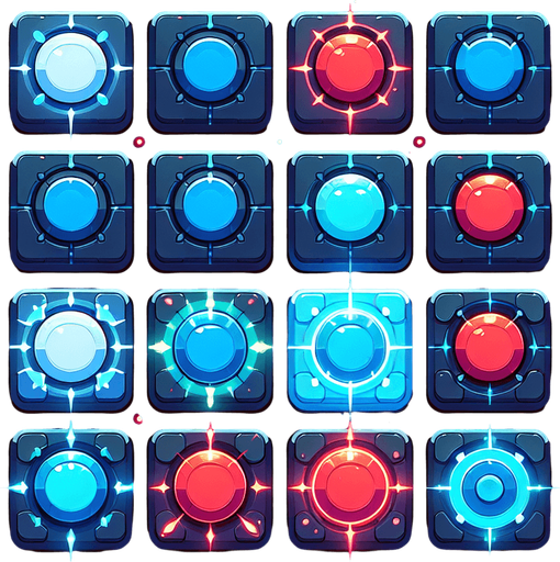 Design: Square or circular glowing pads that react when hit.

Effect: A pulse effect when the ball lands perfectly.

Variations: Different colors per beat type (e.g., blue for normal, red for speed boosts)..
Single Game Texture.  In-Game asset.  2d.  Blank background.  High contrast.  No shadows
