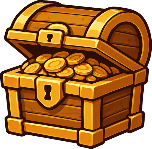 altın sandıgı.
In-Game asset.  2d.  High contrast.  No shadows