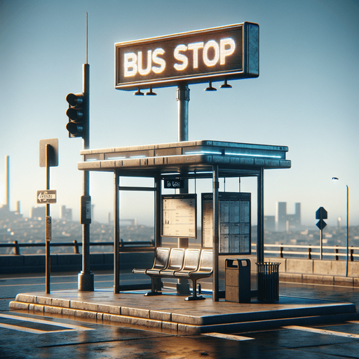 Bus stop.
Single Game Texture.  In-Game asset.  High contrast.  No shadows