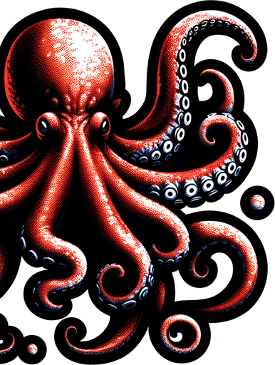 octopus.
Single Game Texture.  In-Game asset.  2d.  Blank background.  High contrast.  No shadows