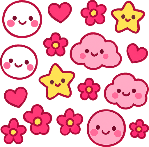 fond mignon kawaii rose.
In-Game asset.  2d.  High contrast.  No shadows