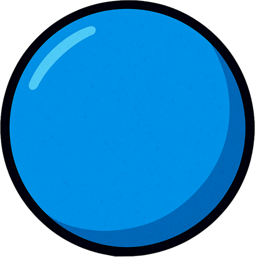 a blue ball  (no de deporte solo una pelota azul).
In-Game asset.  2d.  High contrast.  No shadows