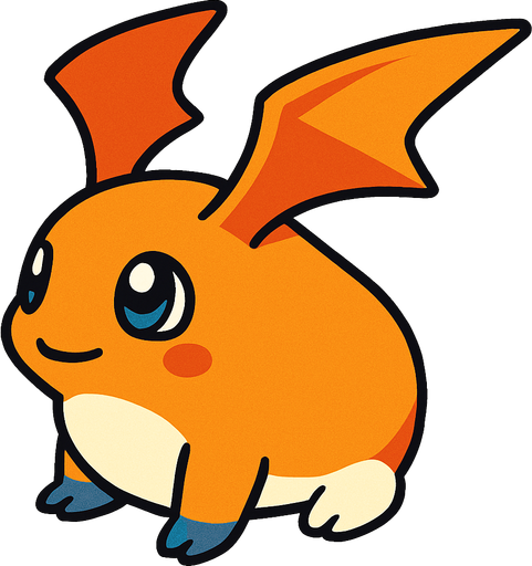 Patamon viendo a la derecha, perspectiva isometrica.
In-Game asset.  2d.  High contrast.  No shadows