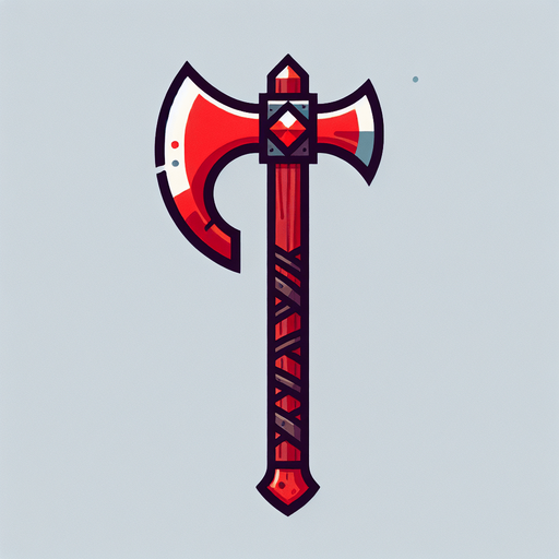 Red Blade Battle Axe.
Single Game Texture. In-Game asset. 2d. Blank background. High contrast. No shadows.