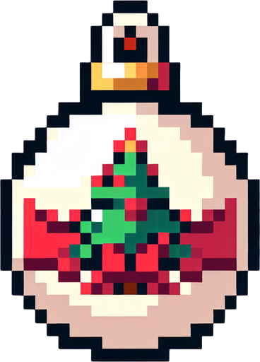 16 bit sprite of a christmas ornament Single Game Texture. In-Game asset. 2d. Blank background. High contrast. No shadows.