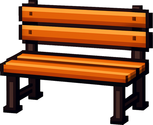 sitting bench pixels.
In-Game asset.  2d.  High contrast.  No shadows