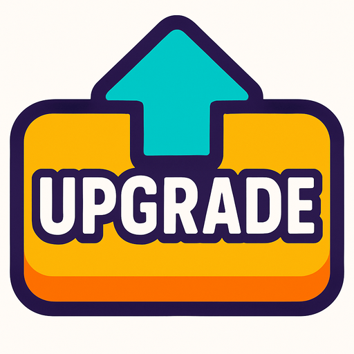 upgrade button.
In-Game asset.  2d.  High contrast.  No shadows