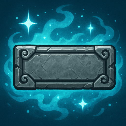 an old-style square long button in grey in a magical way.
In-Game asset.  2d.  High contrast.  No shadows