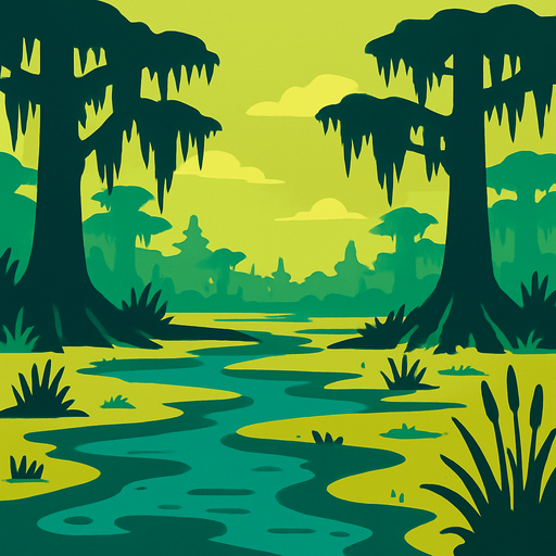 Fond d'écran marécages.
In-Game asset.  2d.  High contrast.  No shadows