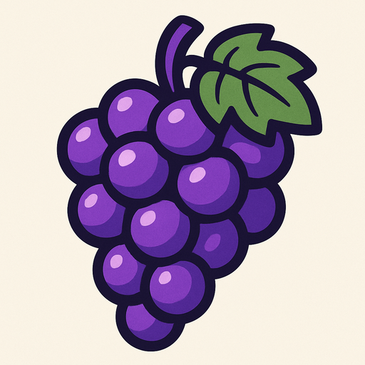 a purple grape.
In-Game asset.  2d.  High contrast.  No shadows