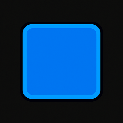 a simple square button in blue color.
In-Game asset.  2d.  High contrast.  No shadows