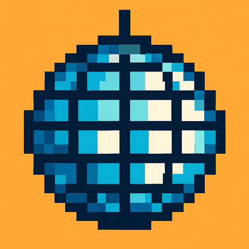 disco ball pixel art 2d.
In-Game asset.  2d.  High contrast.  No shadows