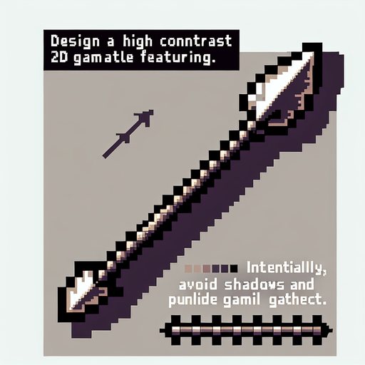 pixealrt spear.
Single Game Texture. In-Game asset. 2d. Blank background. High contrast. No shadows.