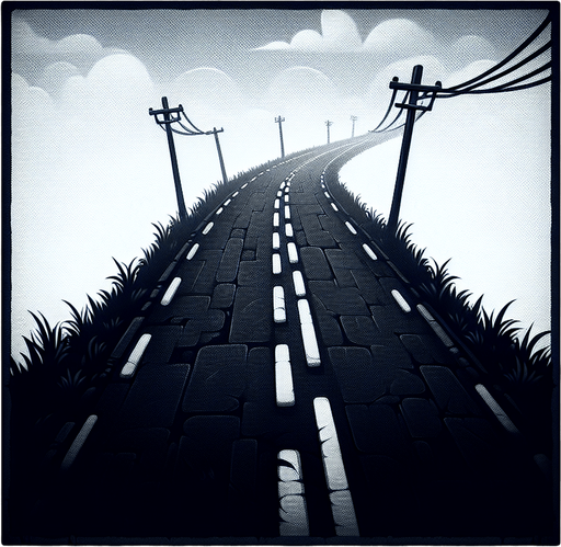 create a black color road.
Single Game Texture.  In-Game asset.  2d.  Blank background.  High contrast.  No shadows