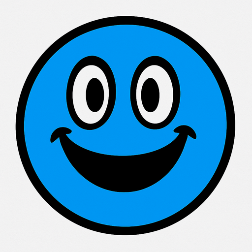 blue happy ball.
In-Game asset.  2d.  High contrast.  No shadows