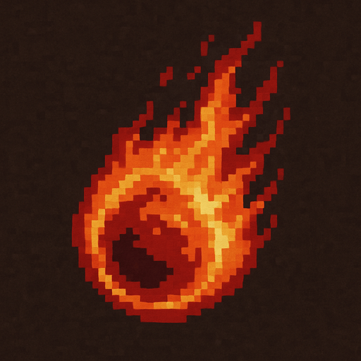 Fireball dark souls style 2d pixel art.
In-Game asset.  2d.  High contrast.  No shadows