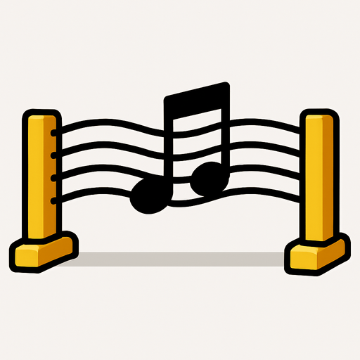 MÜZİK NOTASI ŞEKLİNDE BİR ENGEL AMA YATAY OLACAK.
In-Game asset.  2d.  High contrast.  No shadows