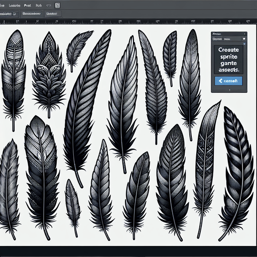 A sprite sheet of eagle feathers.
Single Game Texture. In-Game asset. 2d. Blank background. High contrast. No shadows.