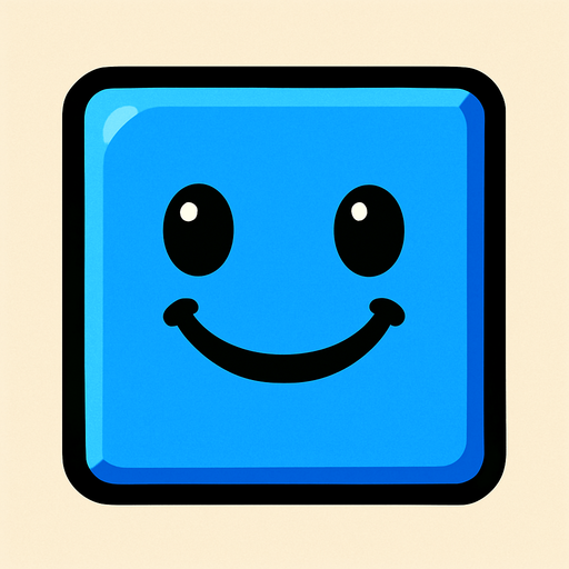 Happy blue block.
In-Game asset.  2d.  High contrast.  No shadows