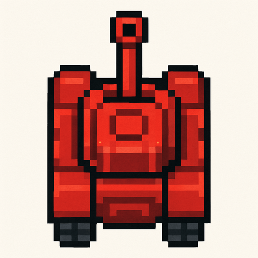 red tank pixel art top down.
In-Game asset.  2d.  High contrast.  No shadows