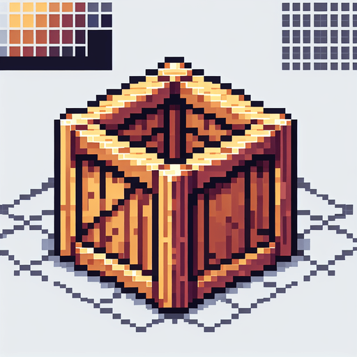 pixel art of a crate, flat side view . Single Game Texture. In-Game asset. 2d. Blank background. High contrast. No shadows.