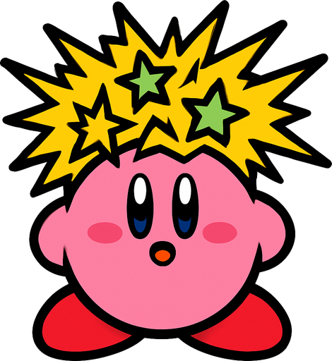 Spark kirby.
In-Game asset.  2d.  High contrast.  No shadows