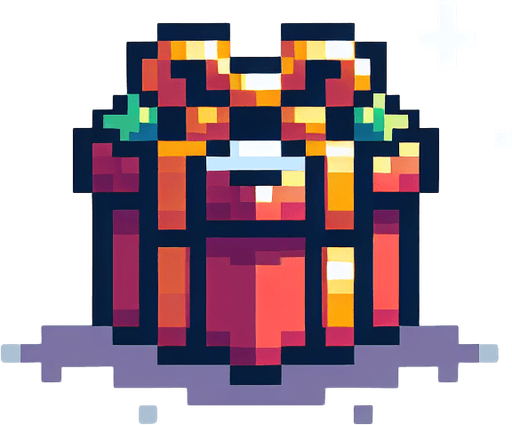 pixelart. chistmas present. powerup. game art Single Game Texture. In-Game asset. 2d. Blank background. High contrast. No shadows.