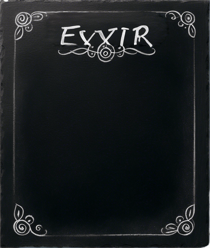 Word "ELIXIR" handwritten in chalk aligned at the top