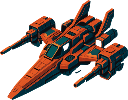 uzay savaş gemisi.
In-Game asset.  2d.  High contrast.  No shadows