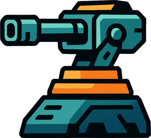 A turret.
In-Game asset.  2d.  High contrast.  No shadows