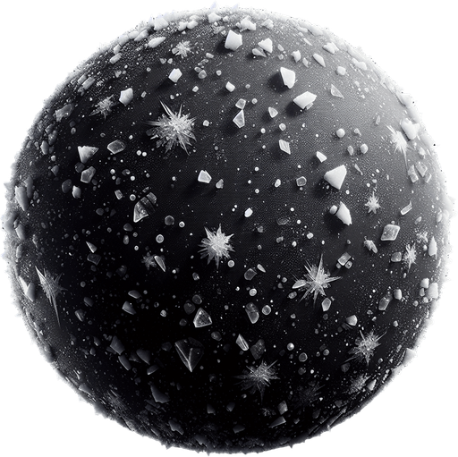 Sparse Ice particle. Single Game Texture. In-Game asset. 2d. black background. High contrast. No shadows.