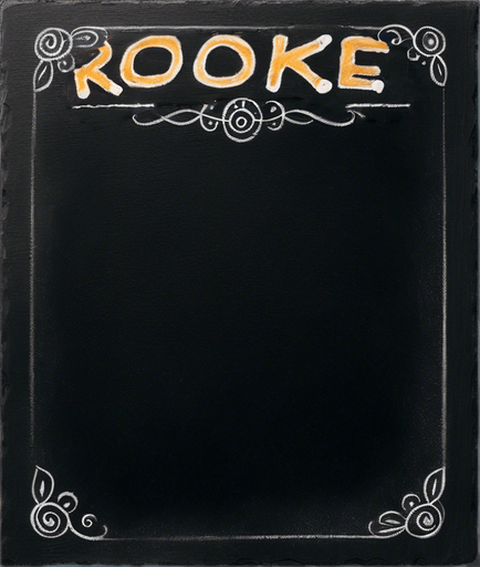 "ROOKIE BREW" properly handwritten in chalk