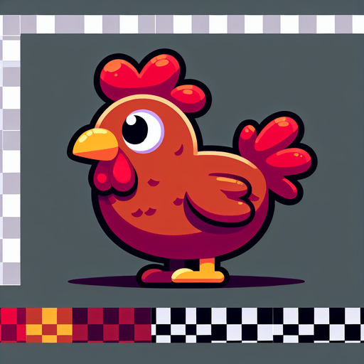 Cartoon chicken.
Single Game Texture.  In-Game asset.  2d.  Blank background.  High contrast.  No shadows