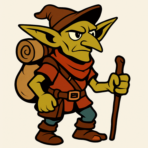 gezgin goblin.
In-Game asset.  2d.  High contrast.  No shadows