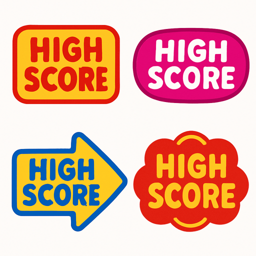 Pack of High score button.
In-Game asset.  2d.  High contrast.  No shadows
