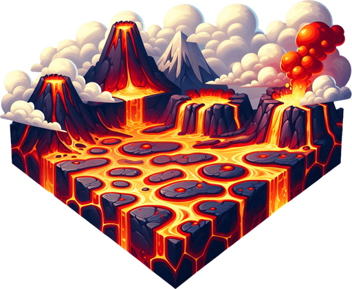 Lava world imagination.
Single Game Texture. In-Game asset. 2d. Blank background. High contrast. No shadows.